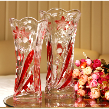 Wholesale beautiful colorful glass flower vase for home decoration,clear crystal glass vase